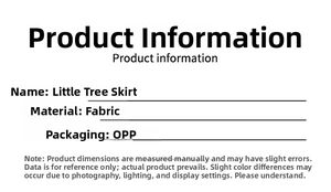 Detailed product information for cloth Christmas tree skirt with OPP bag packaging