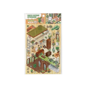 2.5D indoor furniture and plants scene deco stickers set for DIY scrapbooking