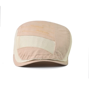 Detail of fashion embroidery on breathable mesh and cotton patch patchwork driving cap