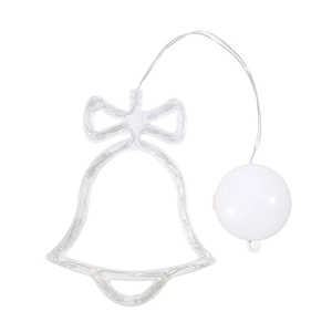 LED Christmas bell light with bow design and suction cup for window holiday decoration