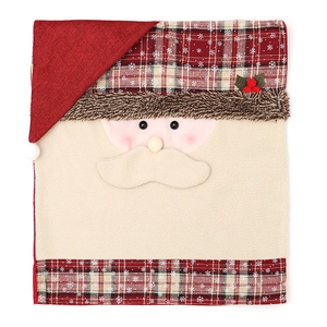 Christmas Santa toilet seat cover with red snowflake hat and plush fabric design