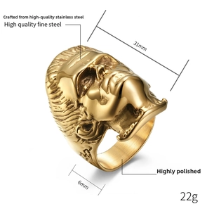 Macro shot of 18K gold plated steel ring featuring detailed 3D portrait head sculpture