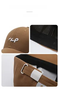 Détails de la casquette de baseball kaki avec broderie 3D et boucle métallique réglable