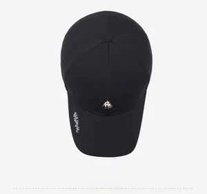 Detailed top view of black baseball cap with white STARS 3D embroidery and stitching