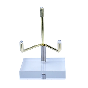 Acrylic display stand with metal three-peg base for minerals and jewelry crystals