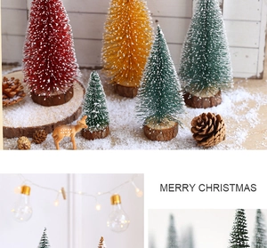 Mini Christmas tree set with LED lights, pine cones, and reindeer for tabletop decor