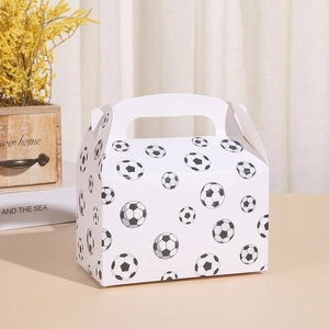 Boîte cadeau trapézoïdale à motif football avec poignée pour pâtisseries et desserts