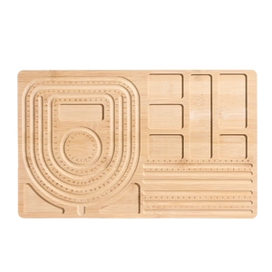 Bamboo jewelry design board featuring measurement scales and storage compartments