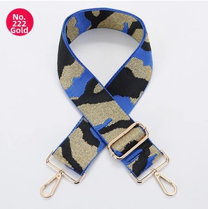Tracolla regolabile intrecciata motivo mimetico blu e oro con ganci in metallo