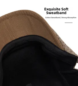 Detail of the soft cotton sweatband inside the wool beret for moisture absorption