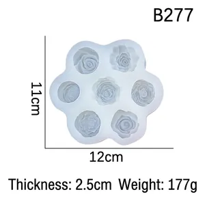 White silicone 3D rose flower mold for soap candle making and cake decorating 12x11cm