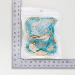Measurement of bohemian shell and starfish multi-layer necklace set in transparent bag