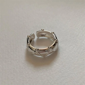 Minimalist S925 sterling silver open ring with continuous geometric crown design