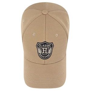 Khaki structured baseball cap with Classic H Freedom embroidered shield patch in vintage style