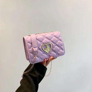 Sac Bandoulière Femme Élégant en Cuir PU Matelassé Fermoir Coeur Doré Chaîne Sac à Main Carré Mode pour le Quotidien