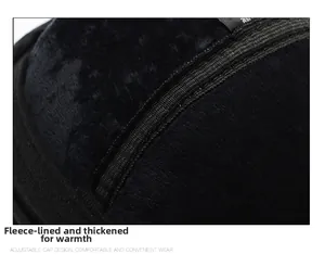 Close-up of thick fleece lining and stitching on the warm winter flat cap for men