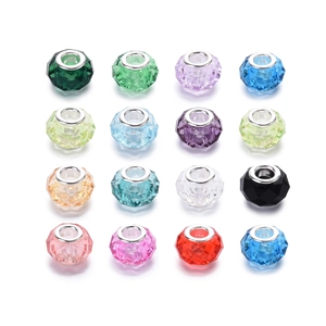 Faceted acrylic crystal spacer beads with metal core in various vibrant colors