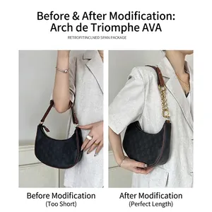Brown monogram underarm bag with gold extension chain strap for shoulder wear