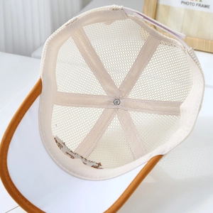 Toddler breathable mesh baseball cap with contrast yellow brim and nice letter design