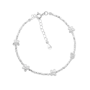 S925 sterling silver butterfly bracelet with textured pebble links and adjustable clasp