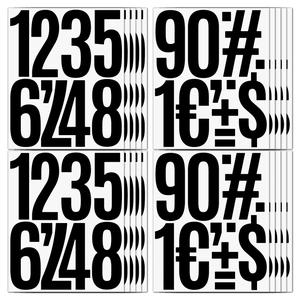 Close-up of 5-inch black matte number and symbol stickers for mailboxes and doors
