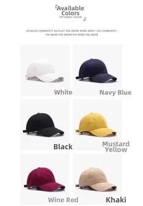 Detailed grid view showcasing classic baseball caps in six diverse solid colors