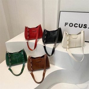 Donna Moda Motivo Coccodrillo Pelle PU Borsa Sottobraccio Casual Tinta Unita Cerniera Borsa a Tracolla Borsa Commuter