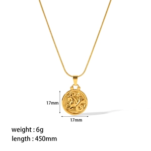 Spécifications de taille du pendentif zodiaque plaqué or 18 carats avec dimensions