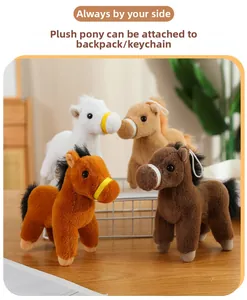Plush horse charms in four colors for backpacks and keychains, soft decorative stuffed animal