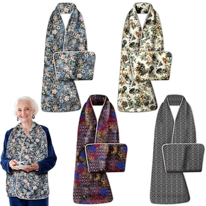 Bavoir Pour Adultes Imperméable Protection De Vêtements Pour Repas Personnes Âgées Imprimé Floral Vintage Polyester