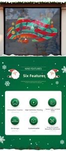 Detail of Christmas window stickers with electrostatic adsorption and 3D double-sided color