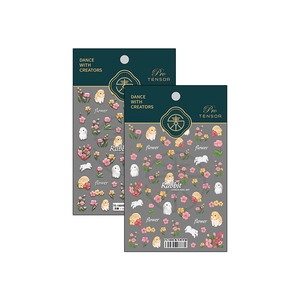 5D embossed 3D nail art stickers featuring cute rabbits and flowers model TS-1808