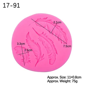 Pink round silicone feather mold for fondant cake decoration and chocolate baking
