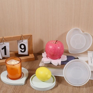 DIY silicone molds for coaster making in heart, round and flower petal shapes