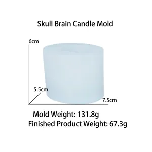 Molde de silicona de calavera y cerebro para velas de Halloween con dimensiones