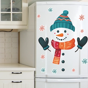 Christmas Snowman Refrigerator Stickers DIY PVC Decals Winter Holiday Kitchen Home Decoration Festive Novelty