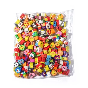 Bulk colorful animal and fruit pattern beads for kids creative DIY jewelry making kits