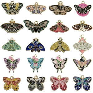 Set of 20 mixed butterfly enamel pendants with colorful patterns for DIY jewelry making
