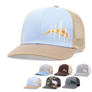 Mountain Embroidery Trucker Hat Cotton Breathable Mesh Baseball Cap Outdoor Casual Adjustable Sun Hat For Men Women