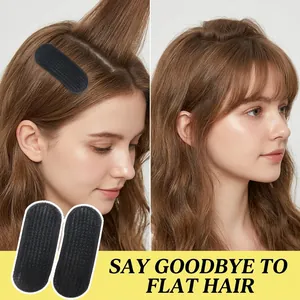 Black oval hair volume clip pads for invisible root lifting and styling 2pcs set