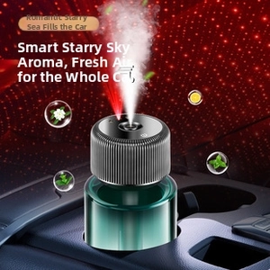 Car aromatherapy diffuser with smart mist and red laser starry night sky projector