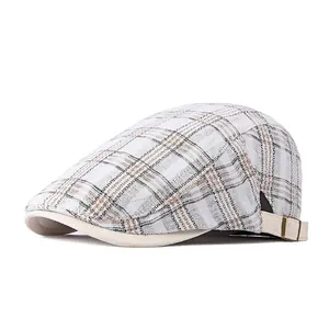 Boina clásica de cuadros con diseño vintage y correa ajustable para hombre y mujer