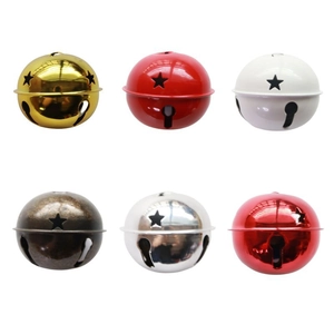 Star Hollow Christmas Jingle Bells Metal Hanging Ornaments Holiday Tree Decorations Colorful Large Craft Bells