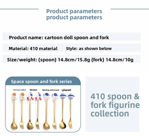 Detailed specifications of 410 stainless steel astronaut dessert spoon and fork set