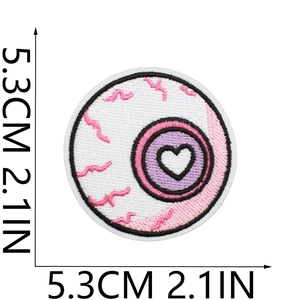 Purple and pink eyeball embroidered patch with 5.3cm dimension for DIY bag decoration