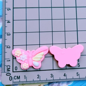 Pink resin butterfly hair clip accessories for DIY crafts with flowers, 4cm width
