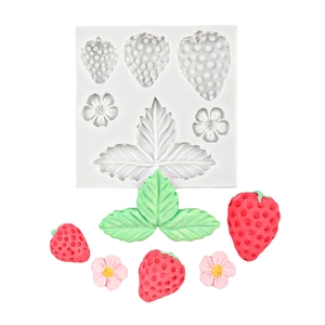 Moule en silicone pour décorations de gâteau en fondant feuilles et fraises