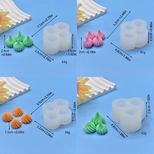 Spiral flower silicone mold set for pagoda candy with detailed size specifications