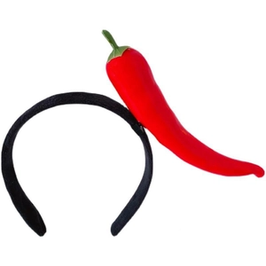 Funny vegetable hairband with realistic red chili pepper decor for girls and women