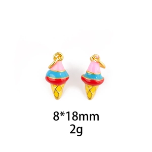 Detailed view of colorful 8x18mm ice cream charms with gold-plated metal base